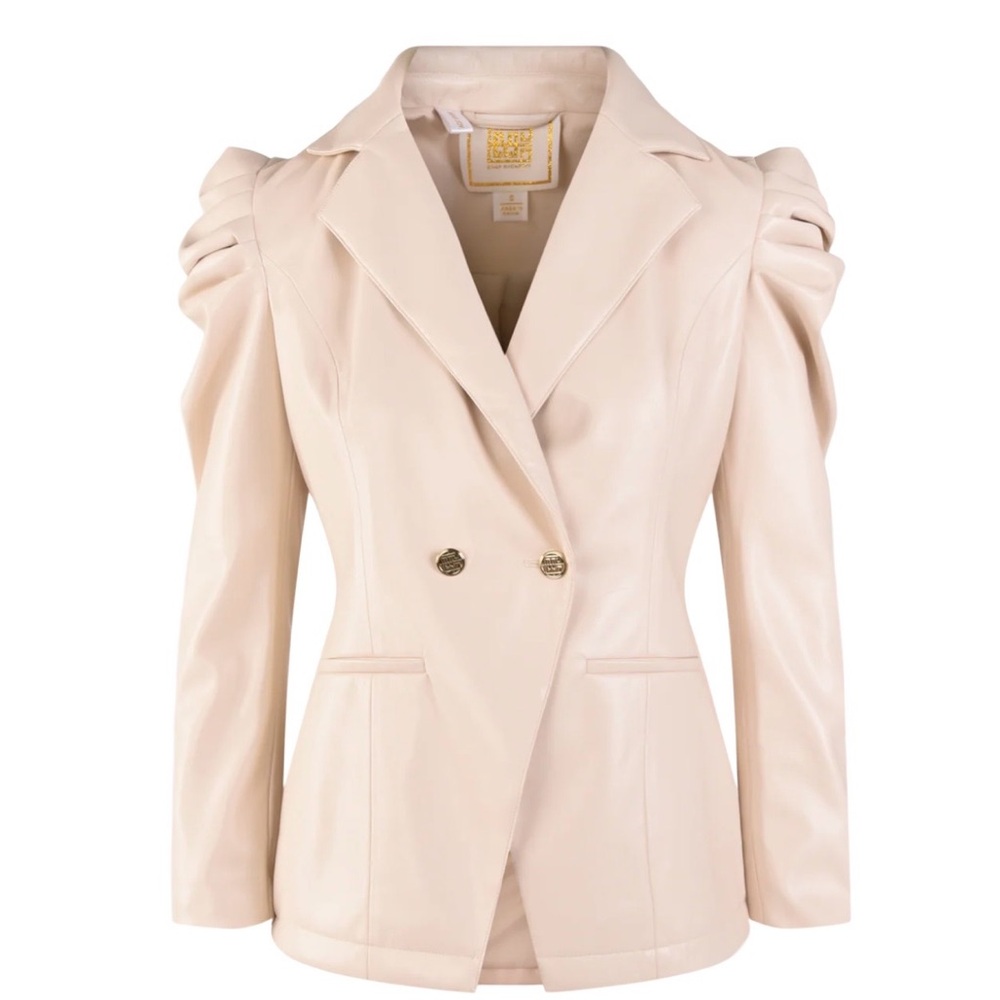 Emily McCarthy Bradshaw Women's Cream Double-Breasted Blazer
